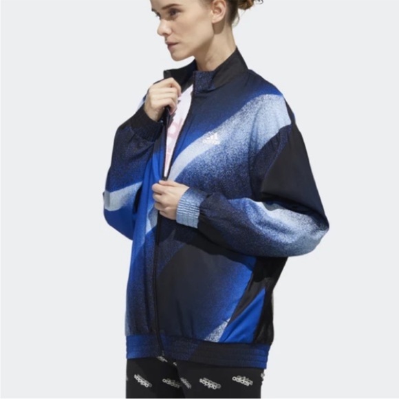 ADIDAS UNLEASH THE CONFIDENCE WOVEN JACKET TRACK TOP ROYAL BLUE & BLACK SIZE XS - Picture 2 of 16